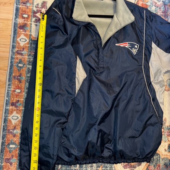 NFL Official Patriots Fleece Lined Windbreaker, Quarter Zip, Reversible - Picture 6 of 8